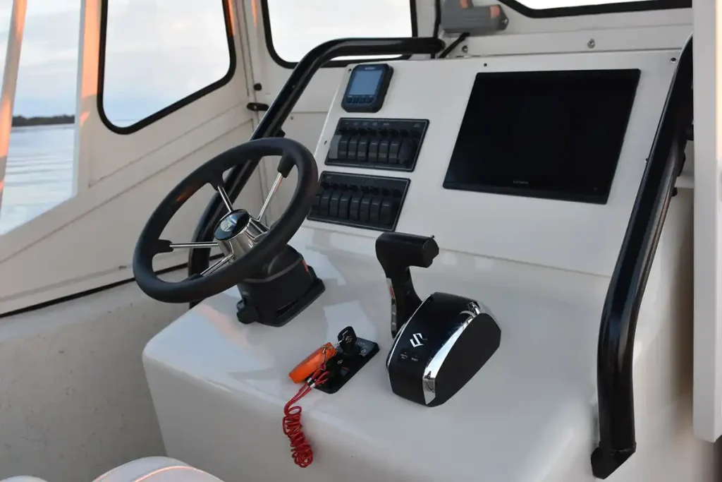 The helm of the Winnipeg Yawl 23